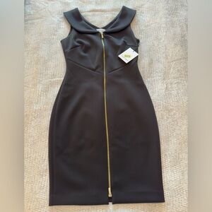 Calvin Klein Little Black Dress | Size 4P | unique zipper in front | brand new